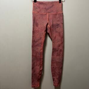 Lululemon Wunder Train HR size‎ 4 Leggings Crackle Vintage Orange Larkspur 28'